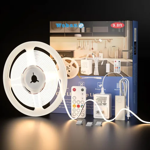 Vista 12 de WOBANE - Luz para debajo de la encimera, iluminación led regulable, 6 tiras de luz con control remoto para cocina, estante, despensa, escritorio