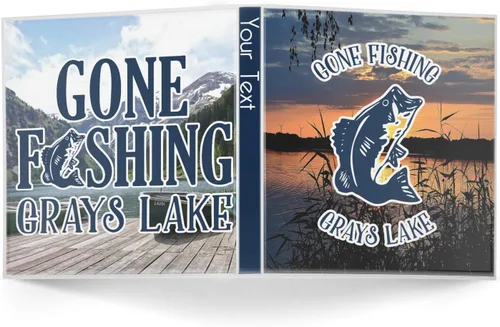 Vista 2 de Carpeta personalizada de 3 anillas Gone Fishing - 1 pulgada