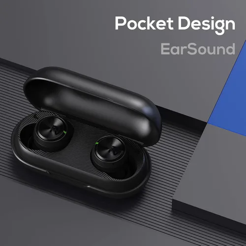 Vista 9 de PALOVUE Auriculares inalámbricos, auriculares intrauditivos con Bluetooth 5.3, micrófono integrado, estéreo de graves profundos, con estuche de Negro