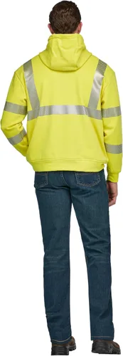 Vista 2 de Bulwark FR Men's Hi-Visibility Pullover Hooded Fleece Sweatshirt, Yellow/Green
