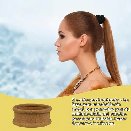 Vista 5 de Lazos gruesos sin costuras, bandas elásticas para el cabello, bandas elásticas para el cabello, bandas elásticas de algodón para cabello grueso