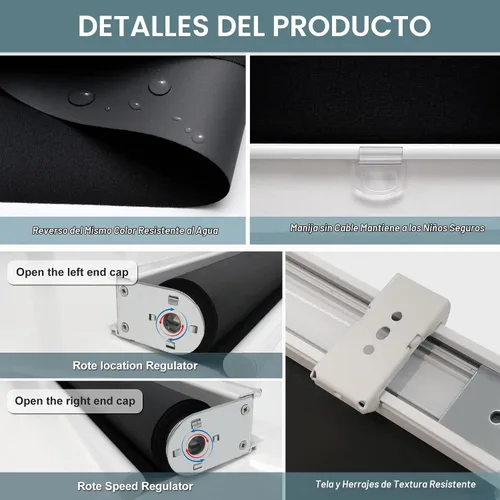 Vista 7 de AOSKY Persianas Enrollables Sin Cordón Opacas para Ventanas Oscurecimiento de Habitación Persianas Enrolladas con Sistema de Resorte, Protección UV