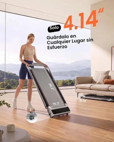 Vista 9 de Almohadilla plegable compacta 5 en 1 con barra inclinada y mango, 18% de inclinación para espacios pequeños en el hogar, caminadora para debajo