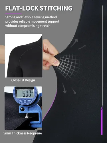Vista 3 de Owntop Traje de neopreno de 5 mm para buceo - Traje húmedo para hombre y mujer de neopreno grueso de cuerpo entero, cremallera frontal, manga larga