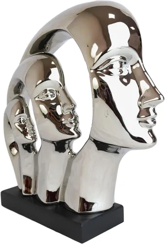 Vista 3 de Ebros Gift Plata plateada cerámica abstracta arte contemporáneo moderno 3 caras unidad familiar estatuilla decoración del hogar escultura como museo