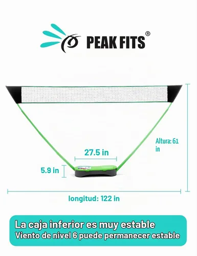 Vista 6 de Portable Badminton Net Set,Folding Volleyball Badminton Net,4 Professional Graphite Badminton Racket,8 Racket Grip Tape,4 Shuttlecocks,Family