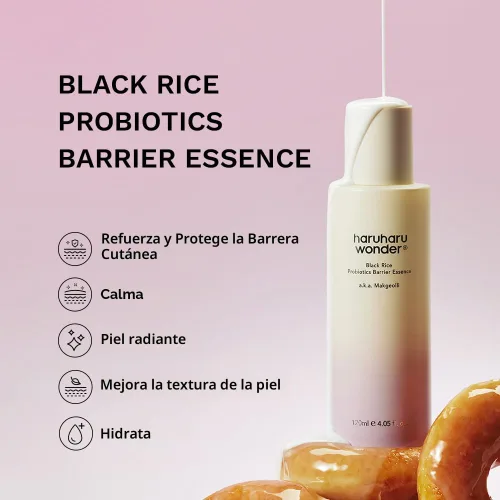 Vista 2 de haruharu Wonder Skin Flooding Essential Set, probióticos de arroz negro esencia de barrera y tóner hialurónico para pieles sensibles