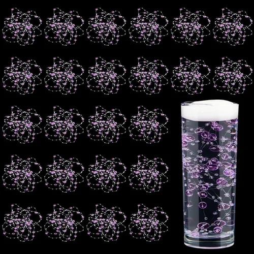 Vista 15 de Tondiamo - Cadena de perlas artificiales para vela flotante (24 unidades) Guirnalda de perlas de imitación, decoración de centro de mesa