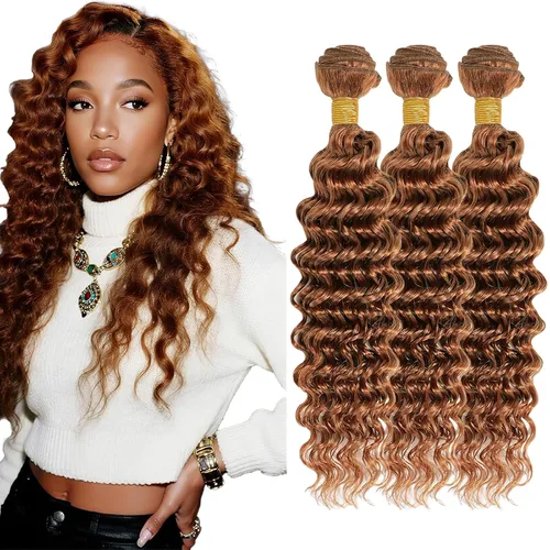 Vista 54 de Color 30 paquetes de cabello humano marrón onda del cuerpo paquetes 8 10 12 pulgadas brasileño virgen Remy extensiones de cabello humano doble trama