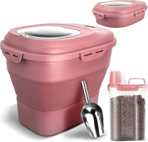 Vista 8 de TIOVERY Contenedor de almacenamiento de alimentos para perros, hermético plegable de 13 a 30 libras, contenedor de comida para mascotas con tapa