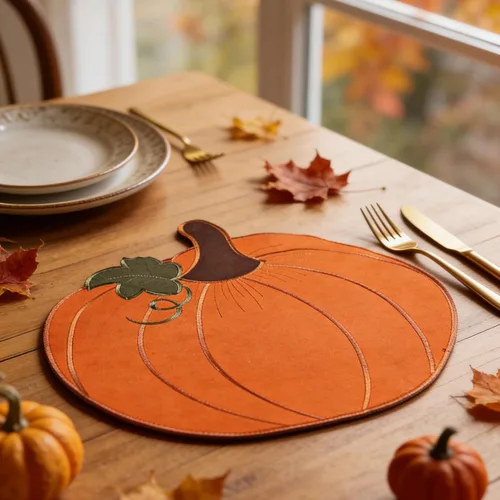 Vista 7 de LeLehome Juego de 4 manteles individuales de cosecha de otoño, 14 pulgadas, Día de Acción de Gracias, Halloween, otoño, calabaza, bordados, manteles