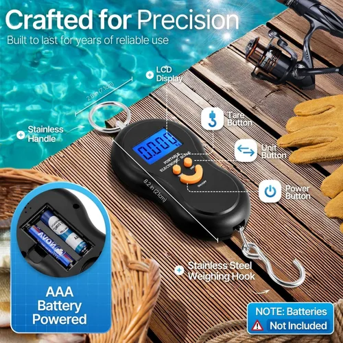 Vista 6 de Flexzion Báscula de peso portátil para equipaje, capacidad de peso de 110 libras, báscula de equipaje digital de viaje con pantalla LCD
