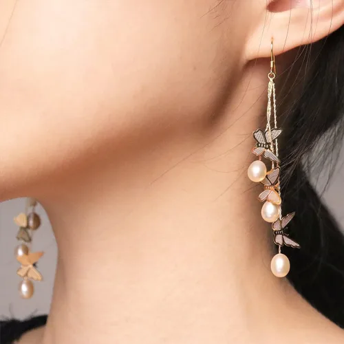 Vista 4 de Sonateomber Aretes de cadena larga de oro para mujer, aretes de hilo colgantes de moda, regalo de joyería