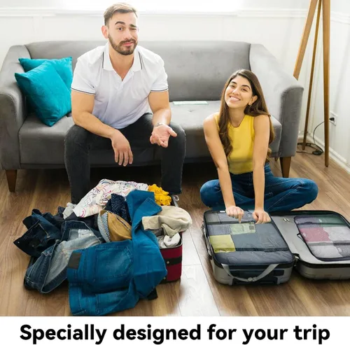 Vista 5 de Organizadores de embalaje de viaje, juego organizador de 7 piezas, accesorios de viaje esenciales de viaje para equipaje de mano, juego organizador