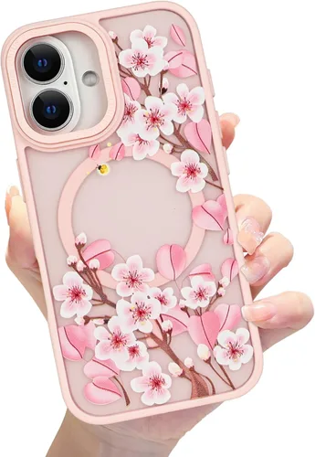 Vista 32 de Compatible con el teléfono 13 Pro - Funda magnética mate translúcida, de lujo, a prueba de golpes, magnética y con bonito patrón de flores, carcasa
