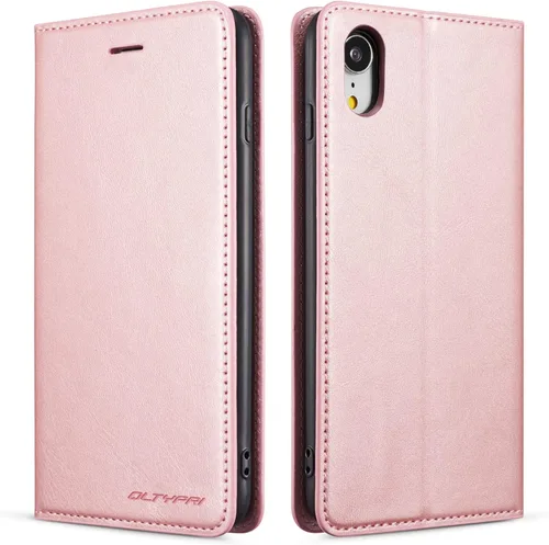 Vista 10 de QLTYPRI Funda tipo cartera para iPhone XR, 3 tarjeteros, color azul