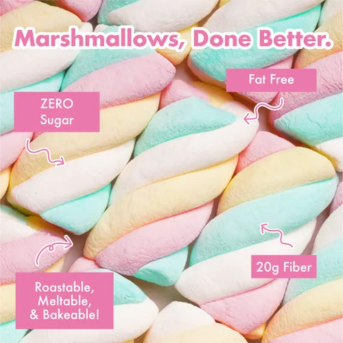 Vista 5 de ChocZero Unicorn Candy Marshmallow Twists, malvaviscos arcoíris sin azúcar, apto para dieta cetogénica, sin gluten, bolsa de 10.5 onzas