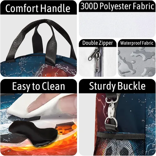 Vista 5 de Bolsa de almuerzo de fútbol con aislamiento, bolsa de comida de gran capacidad para niños, mujeres y hombres, bolsa enfriadora, impermeable, correa