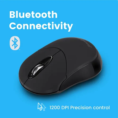 Vista 2 de Perixx PERIMICE-802B - Mouse inalámbrico Bluetooth, diseño portátil para Windows, iOS y tabletas Android, goma negra