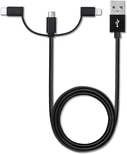 Vista 2 de BoxWave Cable compatible con Chuwi HiPad X - Cable AllCharge 3 en 1 - Negro azabache