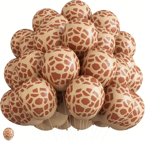 Vista 23 de Globos con estampado de guepardo para decoraciones de cumpleaños, 30 cm, globos de látex con estampado de leopardo en colores negro, marrón