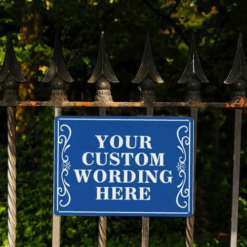 Vista 5 de Letreros personalizados de metal para exteriores, letreros personalizados para interiores con texto en inglés "Make Your Own Sign" para patio