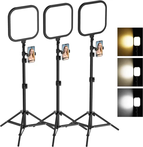 Vista 7 de Kit de Iluminación para Fotografía Luz de Video LED Regulable 5600K USB para Estudio de Video y Transmisión con Soporte de Trípode Ajustable y 9*