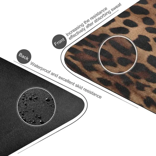 Vista 3 de Tapete de yoga con estampado de leopardo, antideslizante, de goma natural, para entrenamiento en casa, gimnasio, estiramiento, pilates, con bolsa