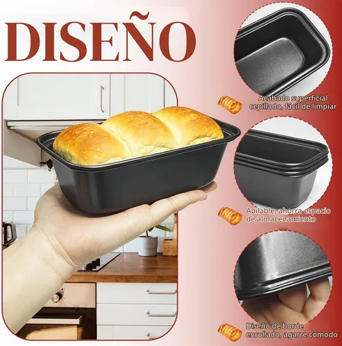 Vista 4 de Zddaoole Juego de 4 mini moldes para pan, 6 x 3.4 x 2 pulgadas, moldes pequeños para pan de plátano, moldes de acero inoxidable para pasteles