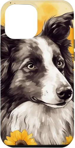 Vista 25 de iPhone 16 Border Collie Dog Watercolor Sunflower Border Collie Case