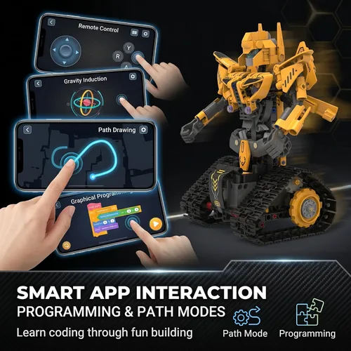 Vista 6 de Kit de construcción de robot para niños de 8 a 12 años, juguetes de construcción STEM 5 en 1 con control remoto y aplicación, más de 373 piezas