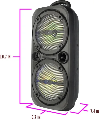 Vista 2 de QFX PBX-8008SM TWS - Altavoces portátiles recargables con Bluetooth de 8 pulgadas con adaptador de CA y micrófono, color negro