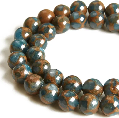 Vista 10 de 60 piezas de cuentas de aguamarina natural de 6 mm, cuentas de piedras preciosas redondas sueltas para hacer joyas