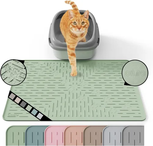Vista 30 de OHMO Alfombrilla Grande para Arena de Gatos Alfombrilla de Captura Premium Goma de Silicona 31.5 x 23.6 pulgadas Gris Ceniza, Alfombrilla para Caja