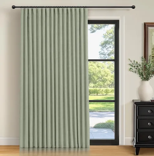 Vista 59 de INOVADAY Cortinas 100% opacas para dormitorio, cortinas opacas de color rosa bebé de 90 pulgadas de largo, cortinas opacas de lino con anillos