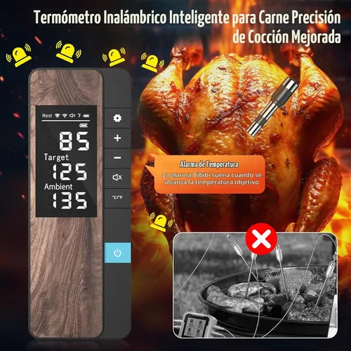 Vista 3 de Termómetro Inalámbrico para Carne - Termómetro Digital para Alimentos con Múltiples Sensores con Sonda Ultra-Delgada, Termómetro Inteligente