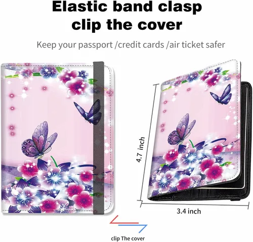 Vista 4 de Combo de portatarjetas de pasaporte y vacunación con bloqueo RFID-X-1, Mariposa Mujer, Minimalista