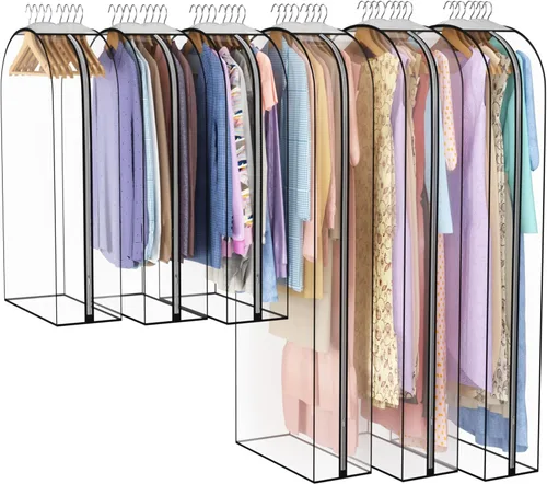Vista 23 de Liuoud Bolsa Transparente para Colgar Ropa de 10" con Fuelle, Bolsas para Trajes de 32" para Almacenamiento de Closet Abierto, Cubierta de Ropa