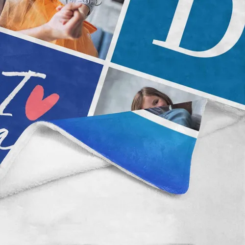 Vista 4 de InterestPrint Manta personalizada con texto en inglés «To My Dad from Daughter I Love Dad», color azul oscuro, manta personalizada para él papá