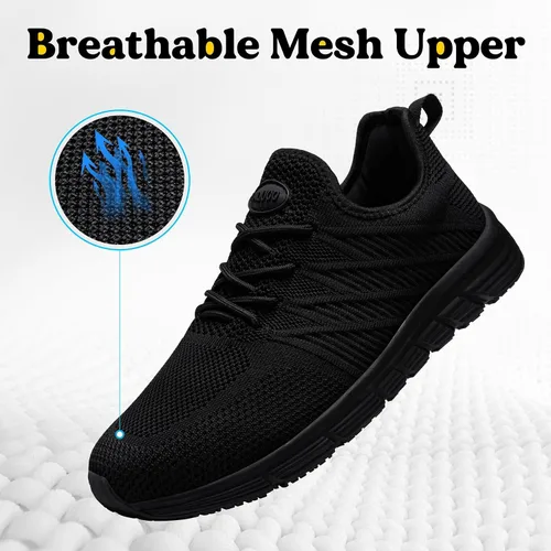 Vista 8 de Zapatos de trabajo antideslizantes para hombre, zapatos de trabajo antideslizantes negros, zapatos de trabajo resistentes al agua, zapatos