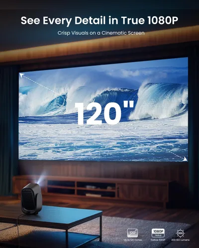 Vista 7 de Dangbei Mini proyector N2 con Wifi y Bluetooth, licencia oficial de Netflix, proyector portátil inteligente 1080P Dolby Audio