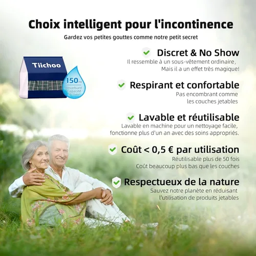 Vista 7 de TIICHOO Ropa interior para incontinencia para hombre, lavable para incontinencia urinaria, bóxer de absorción regular, ropa interior a prueba