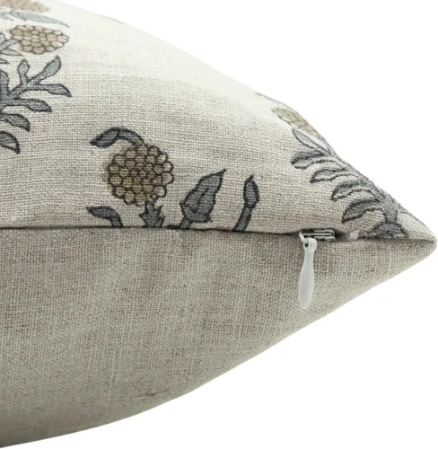 Vista 4 de Funda de cojín cuadrada de lino puro con estampado de bloques a mano de 14 x 14 pulgadas, para sofá, sillón y cama, decoración de primavera y otoño