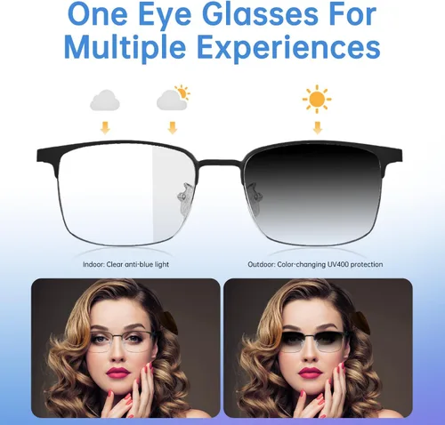 Vista 5 de Lentes inteligentes para hombres y mujeres, con audio Bluetooth y lentes fotocromáticas Open-Ear Built-in Mic & Speakers Touch Control Voice