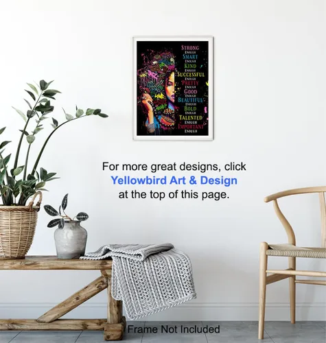 Vista 6 de Black Women's empowerment 11x14 - Arte de pared afroamericano para mujeres y niñas, póster inspirador, arte de pared motivacional, soy suficiente