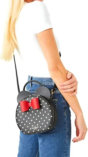 Vista 2 de Kate Spade Disney X Minnie - Bolso redondo para ratón, color negro y blanco