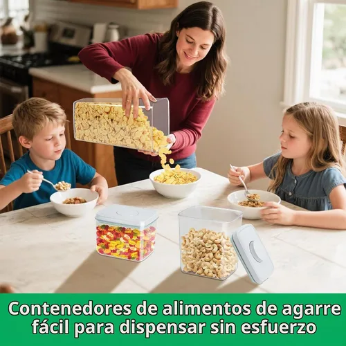 Vista 5 de Paquete de 3 recipientes de almacenamiento de harina y azúcar con tapa emergente, 1.26 cuartos + 2.11 cuartos de galón + 3.48 cuartos de galón