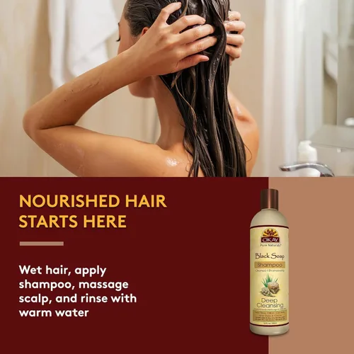 Vista 3 de OKAY Champú Jabón Negro Para Todo Tipo De Cabello Y Texturas
