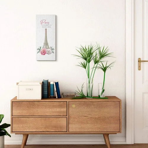 Vista 8 de Stupell Industries París Good Idea Frase Torre Eiffel Flores Rosas Landmark Europeo, diseñado por Kim Allen, arte de pared, 10 x 24 pulgadas, lienzo