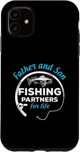 Vista 5 de iPhone 14 Padre e Hijo Pesca Compañeros para la Vida Caña de Pescar de Hielo Caso